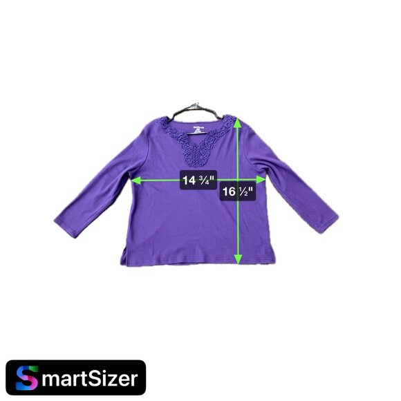 BonWorth Purple Long Sleeve Top Ruffle Neckline  Sz XSP - Picture 8 of 8